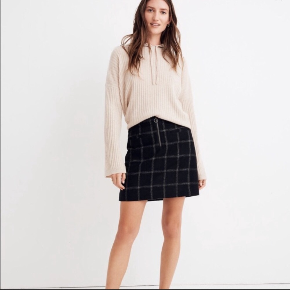 Madewell Fireside Zip Up Mini Skirt Balsam Plaid